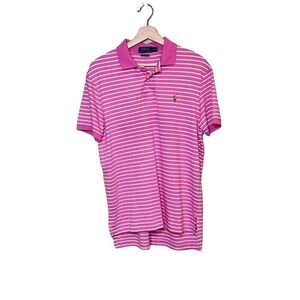 Polo Ralph Lauren pink and white striped golf polo size M